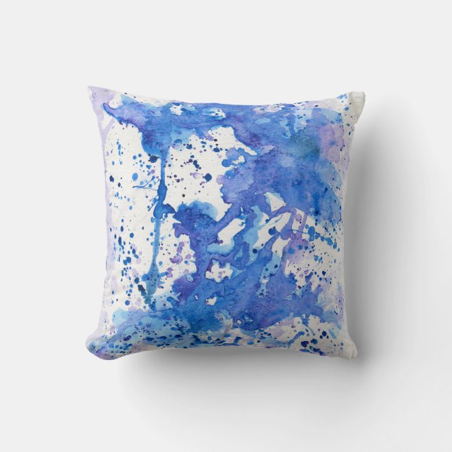 Cojín Decorativo Acuarela azul púrpura 01 (Anverso)