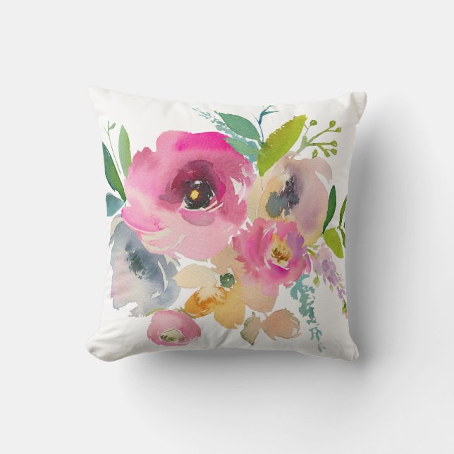 Cojín Decorativo Acuarela Boho Pastel (Anverso)