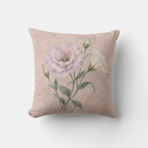 Cojín Decorativo Acuarela Botánica Lavanda Marfil Lisianthus Rubor