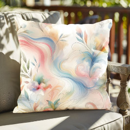 Cojín Decorativo Acuarela Botánica Pastel Elegante