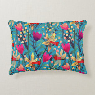 Cojín Decorativo Acuarela Brillante: Diseño Floral Seamless.