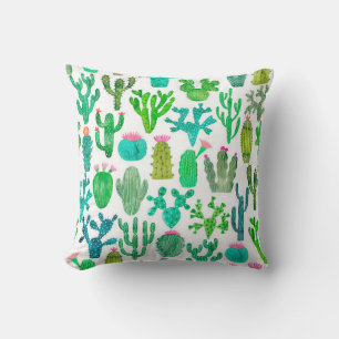 Cojín Decorativo Acuarela cactus sin fisuras. Grupo Cacti