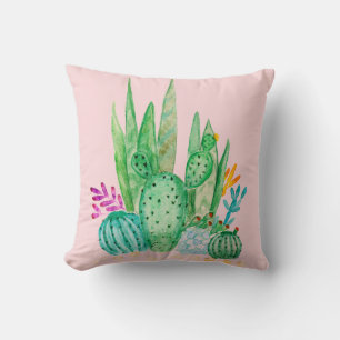 Cojín Decorativo Acuarela , cactus , suculentos grandes