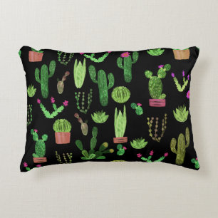 Cojín Decorativo Acuarela Cactuses Planta Fondo Sin Marea