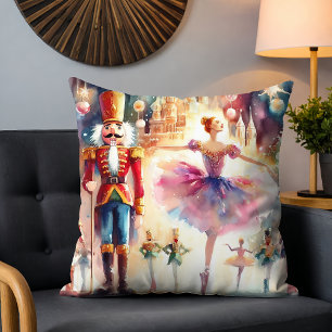 Cojín Decorativo Acuarela Cascanueces Bailarina Navidad Baile