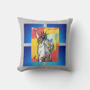 Cojín Decorativo Acuarela colorida moderna Lady Libertad Geométrica