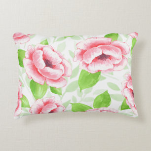 Cojín Decorativo Acuarela Coral Rose - Floral Romántico