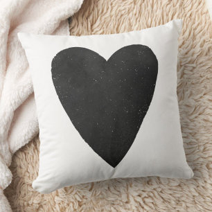 Cojín Decorativo Acuarela Corazón Valentine Pillow - Negro