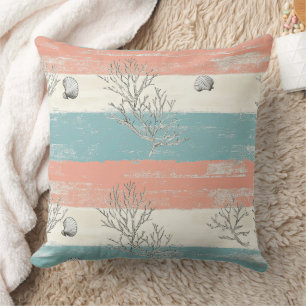 Cojín Decorativo Acuarela Costera Coral & Olas de Conchas (5)
