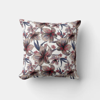 Cojín Decorativo Acuarela Crimson Floral sobre blanco