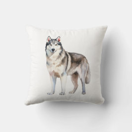 Cojín Decorativo Acuarela Cute Perro Husky Siberiano