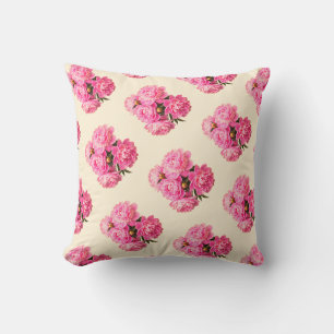 Cojín Decorativo Acuarela de algodón Vintage Pink Peonies Floral