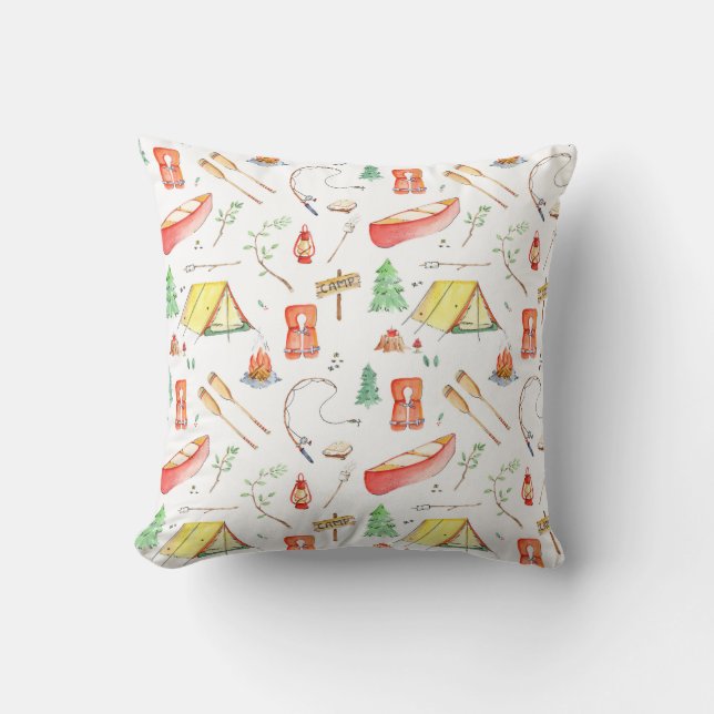 Cojín Decorativo Acuarela de aventuras al aire libre (Anverso)
