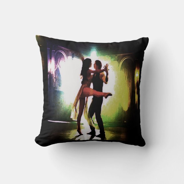 Cojín Decorativo Acuarela de baile de pareja (Anverso)