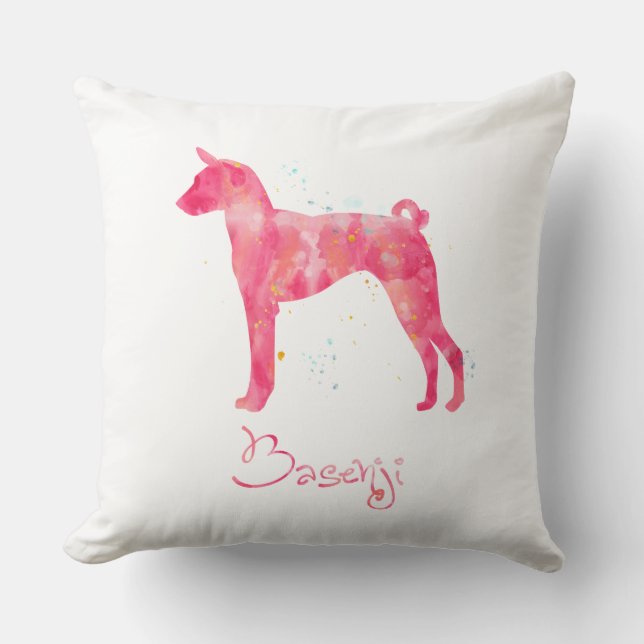 Cojín Decorativo Acuarela de Basenji (Anverso)
