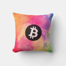 Cojín Decorativo Acuarela de Bitcoin (Estilo 1 - Génesis)