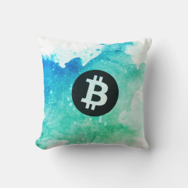 Cojín Decorativo Acuarela de Bitcoin (Estilo 5 - Jinete de Olas)