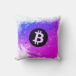Cojín Decorativo Acuarela de Bitcoin (Estilo 6 - Miami Beach)