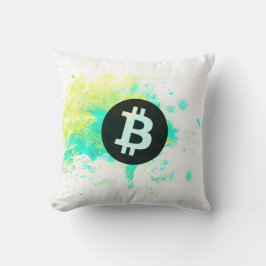 Cojín Decorativo Acuarela de Bitcoin (Estilo 7 - Apilar Sats)