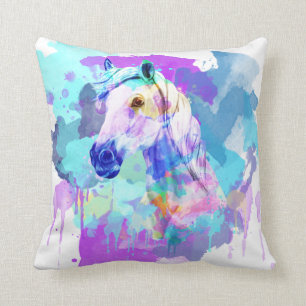 Cojín Decorativo Acuarela de caballo, pintura de caballos, caballo