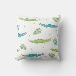 Cojín Decorativo Acuarela de cocodrilo: Patrón lagarto de vintage