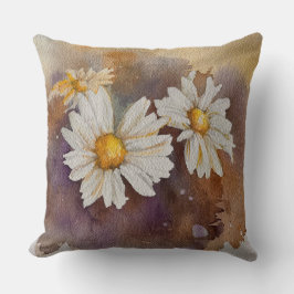 Cojín Decorativo Acuarela de Daisies flotantes