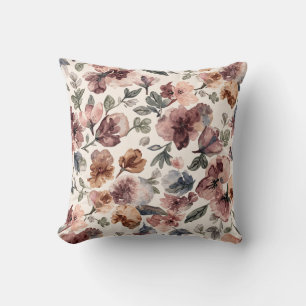 Cojín Decorativo Acuarela de Flor Silvestre de Ciruela Jardín Botán