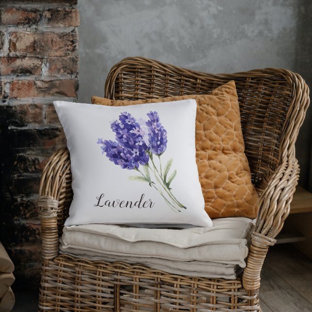 Cojín Decorativo Acuarela de flores de lavanda (Subido por el creador)