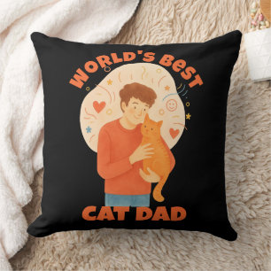 Cojín Decorativo Acuarela de foto personalizada del mejor papá gato