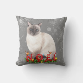 Cojín Decorativo Acuarela de gato siamesa de vacaciones