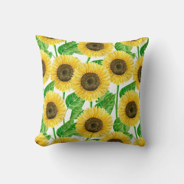 Cojín Decorativo acuarela de girasoles (Anverso)
