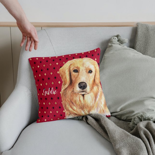 Cojín Decorativo Acuarela de Golden Retriever personalizada (Subido por el creador)