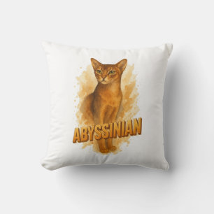 Cojín Decorativo Acuarela de Ilustracion de gato abisano artístico