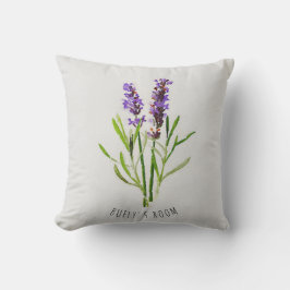Cojín Decorativo Acuarela de lavanda botánica de Jilly