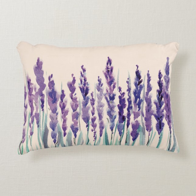 Cojín Decorativo Acuarela de lavanda francesa (Anverso)