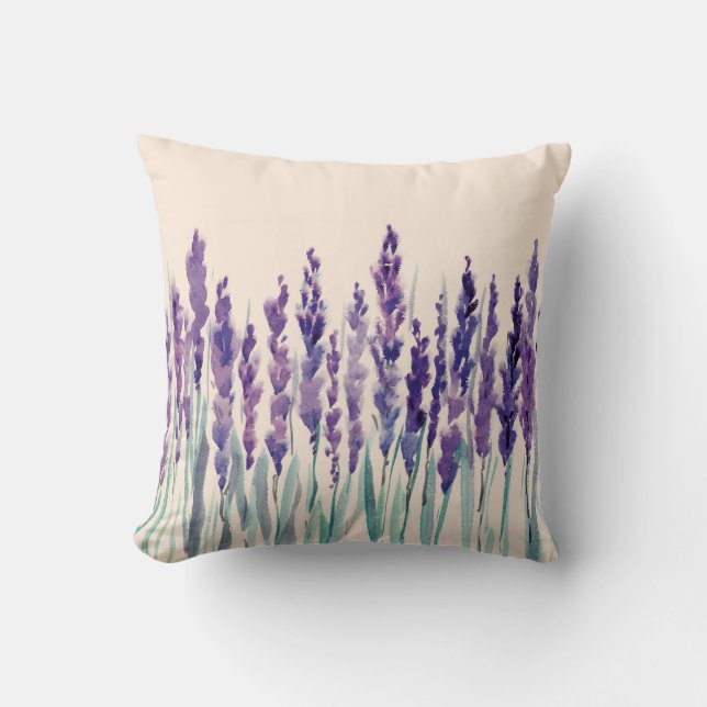 Cojín Decorativo Acuarela de lavanda francesa (Anverso)