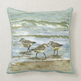Cojín Decorativo Acuarela de los pájaros de la playa de la