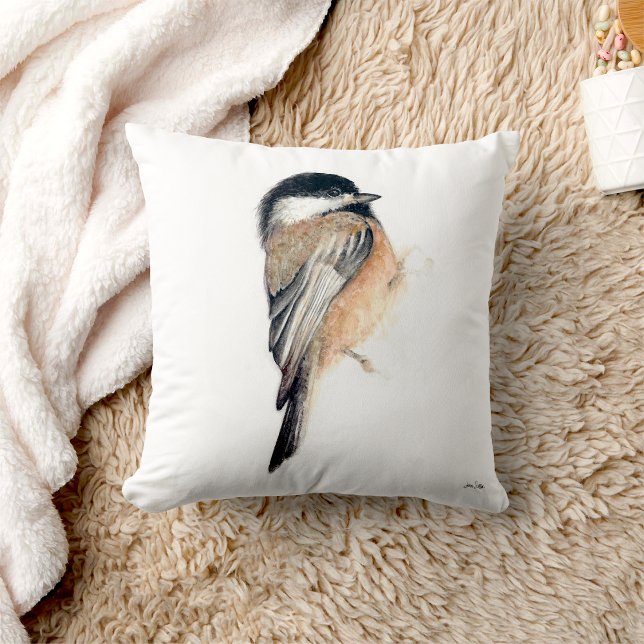 Cojín Decorativo Acuarela de pollo (Chickadee Watercolor Throw Pillow from Jenn's Emporium. )