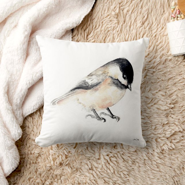 Cojín Decorativo Acuarela de pollo (Chickadee Watercolor Throw Pillow from Jenn's Emporium. )