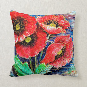 Cojín decorativo acuarela de Poppies