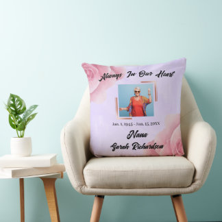 Cojín Decorativo Acuarela de Rosa Siempre en Nuestro Corazón Recuer