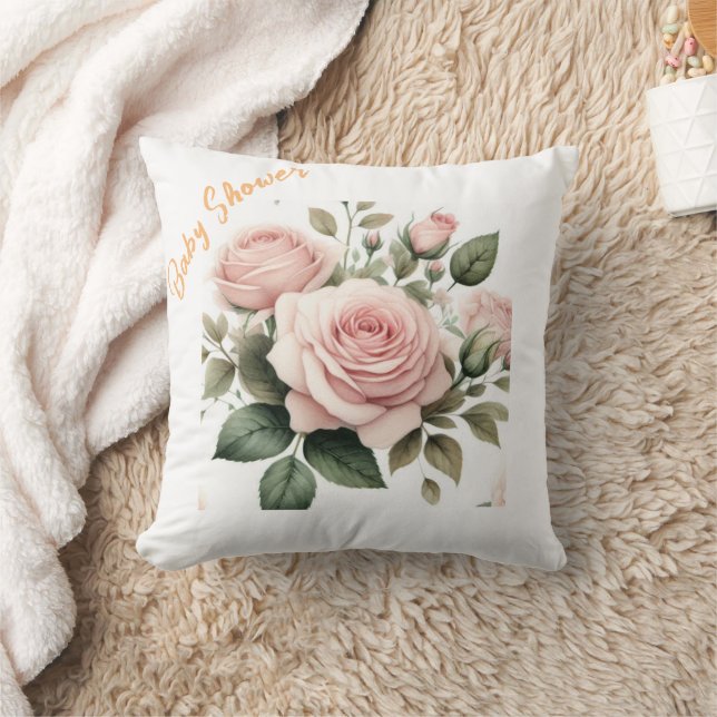 Cojín decorativo acuarela de Rosas de Rubor (Manta)