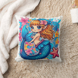 Cojín Decorativo acuarela de sirena