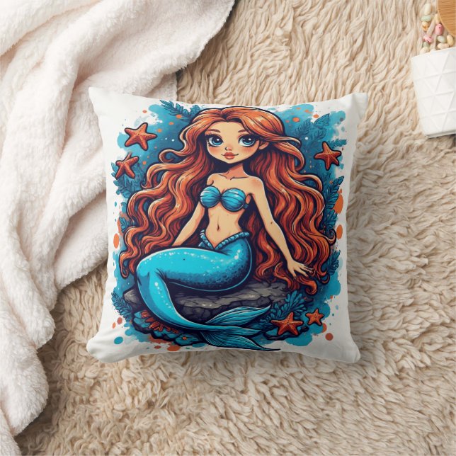 Cojín Decorativo acuarela de sirena (Manta)