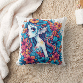 Cojín Decorativo acuarela de sirena