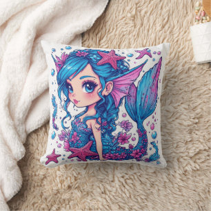 Cojín Decorativo acuarela de sirena