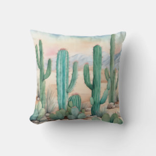 Cojín Decorativo Acuarela del desierto del suroeste Cactus decorati