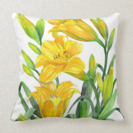 Cojín Decorativo Acuarela Día Amarillo Lilis Arte Floral
