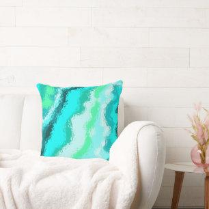 Cojín Decorativo Acuarela Escarchada Verde Azul