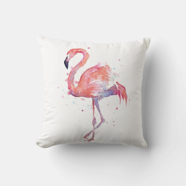 Cojín Decorativo Acuarela Flamingo (Anverso)